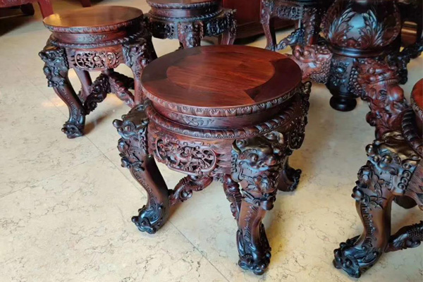 家宝红木【广韵】瑞喆圆枱雕花（实拍图）
