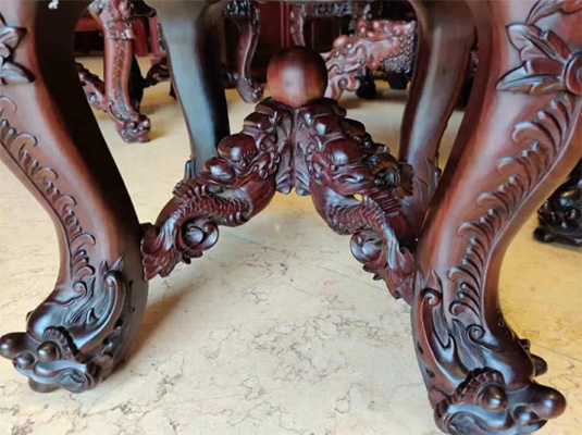 家宝红木【广韵】瑞喆圆枱雕花（实拍图）